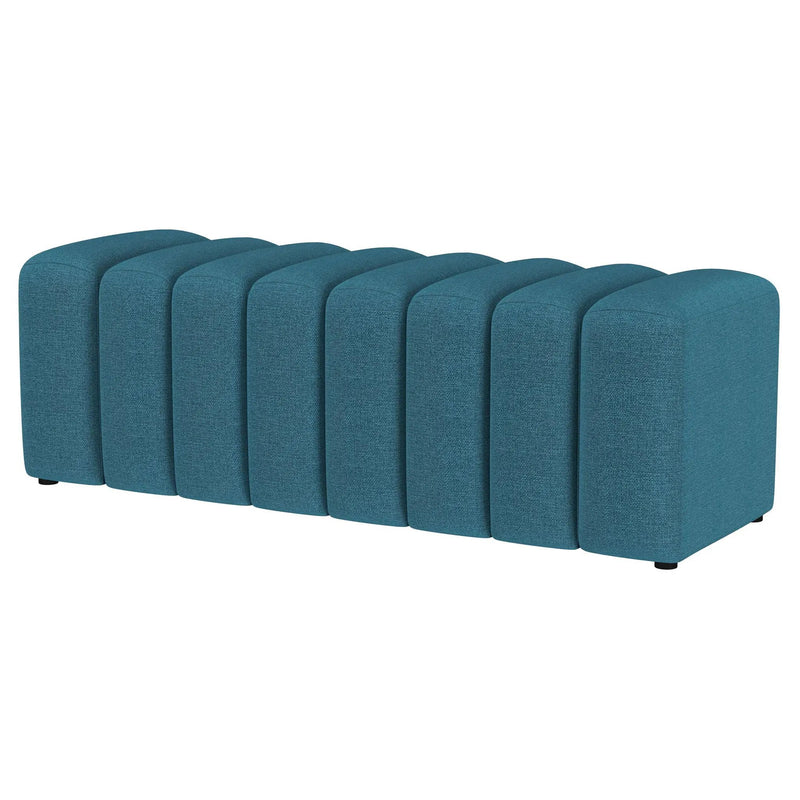 Summer Fabric Upholstered Tufted Accent Bench Peacock Blue by Unique Piece Furniture