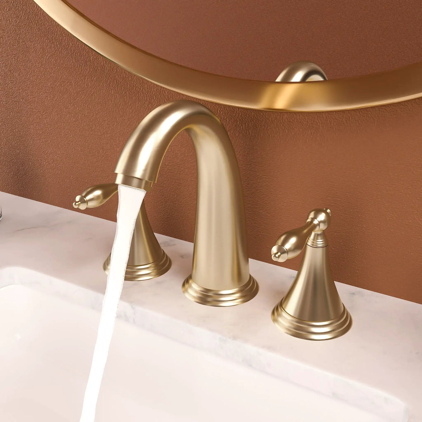 Elegant 2 Handle Widespread Bathroom Faucet With Pop Up Drain And Water Supply Lines by HouseOfZazla