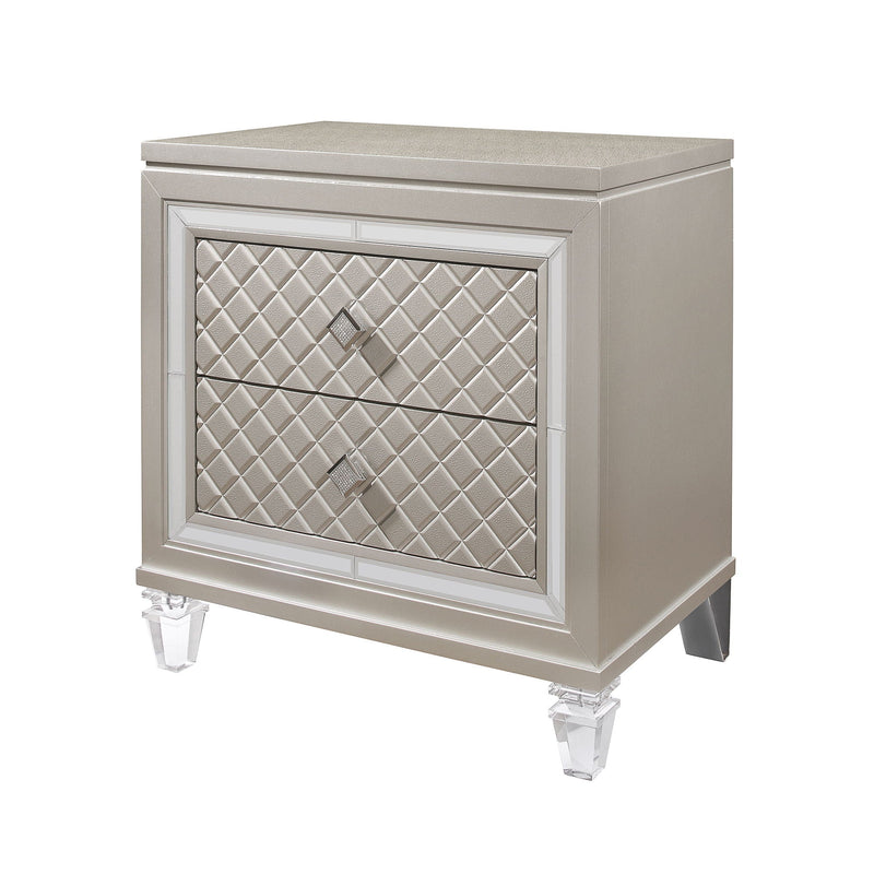 Glam Nightstand with Jewel Accents and Mirrored Details – Champagne, photo 3 of 5