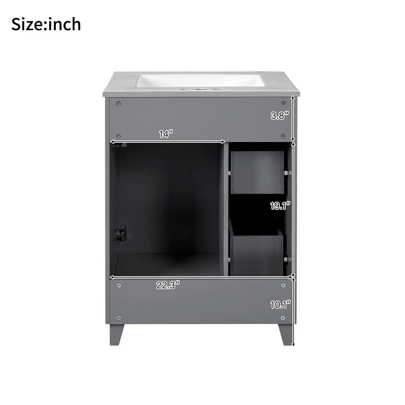 Transitional Style Bathroom Vanity Cabinet With Ceramic Sink by HouseOfZazla