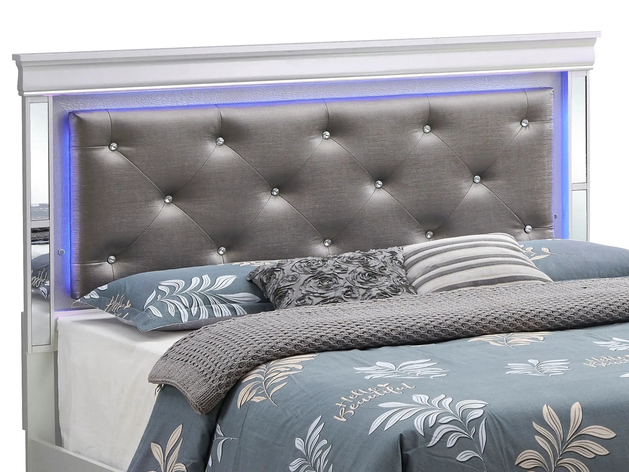 Bed With LED Light Accents Headboard by Unique Piece Furniture