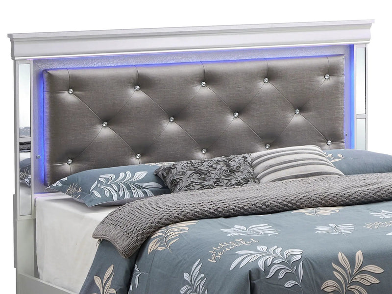 Bed With LED Light Accents Headboard by Unique Piece Furniture
