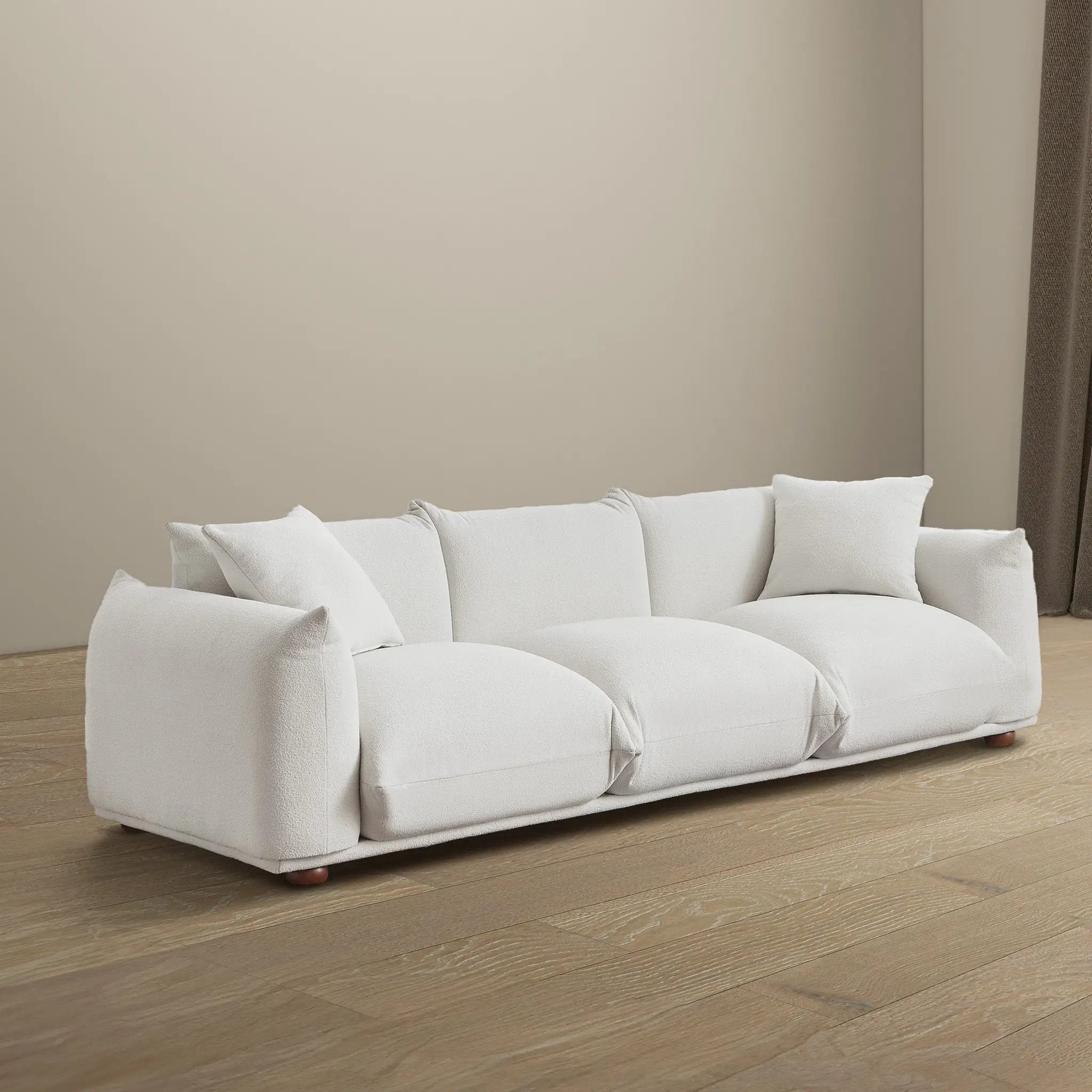 Kely Modern 100'' Cream Boucle Upholstered Sofa by HouseOfZazla