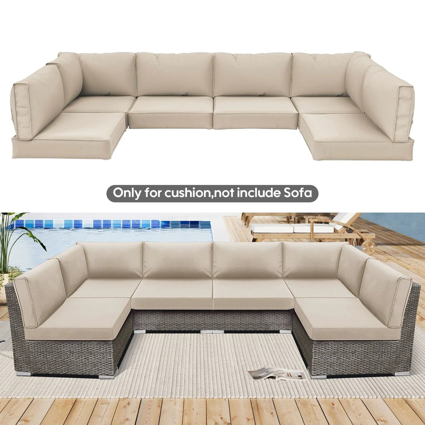 Outdoor Deep Seat Cushions For Patio Furniture Replacement, Cushion Set For Sectionals by HouseOfZazla