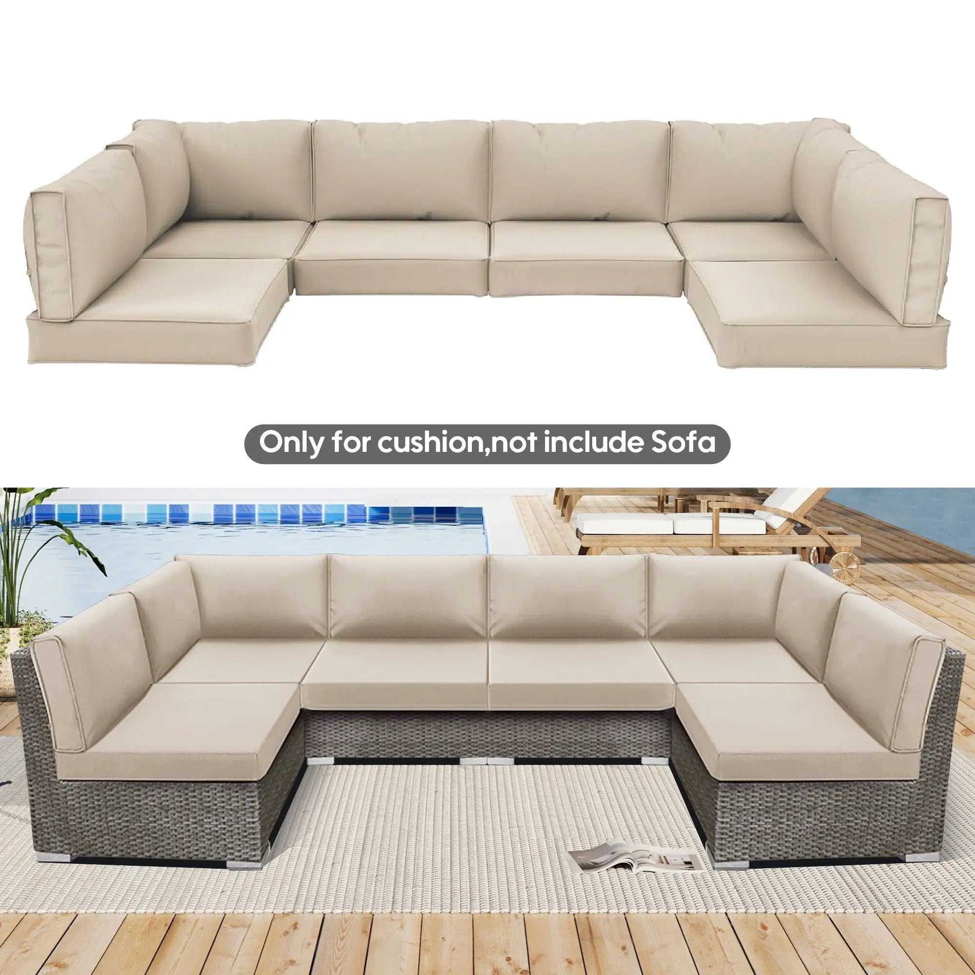 Outdoor Deep Seat Cushions For Patio Furniture Replacement, Cushion Set For Sectionals by HouseOfZazla