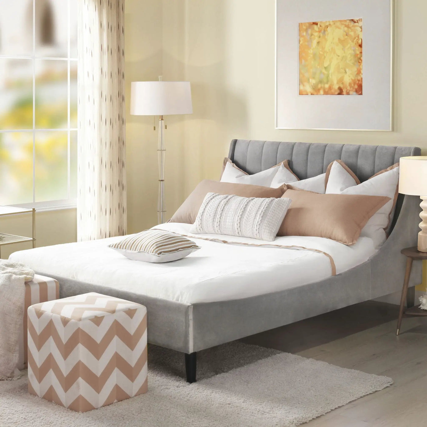 Aspen - Vertical Tufted Modern Headboard Platform Bed Set by HouseOfZazla