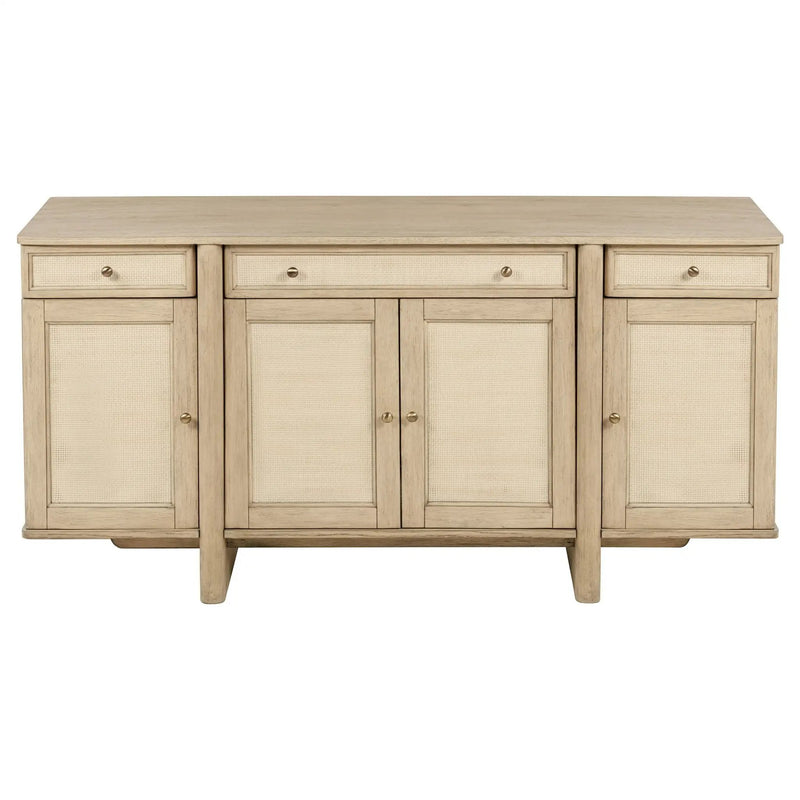 Kailani 4-door Cane Sideboard Buffet Cabinet Beige Oak by Unique Piece Furniture