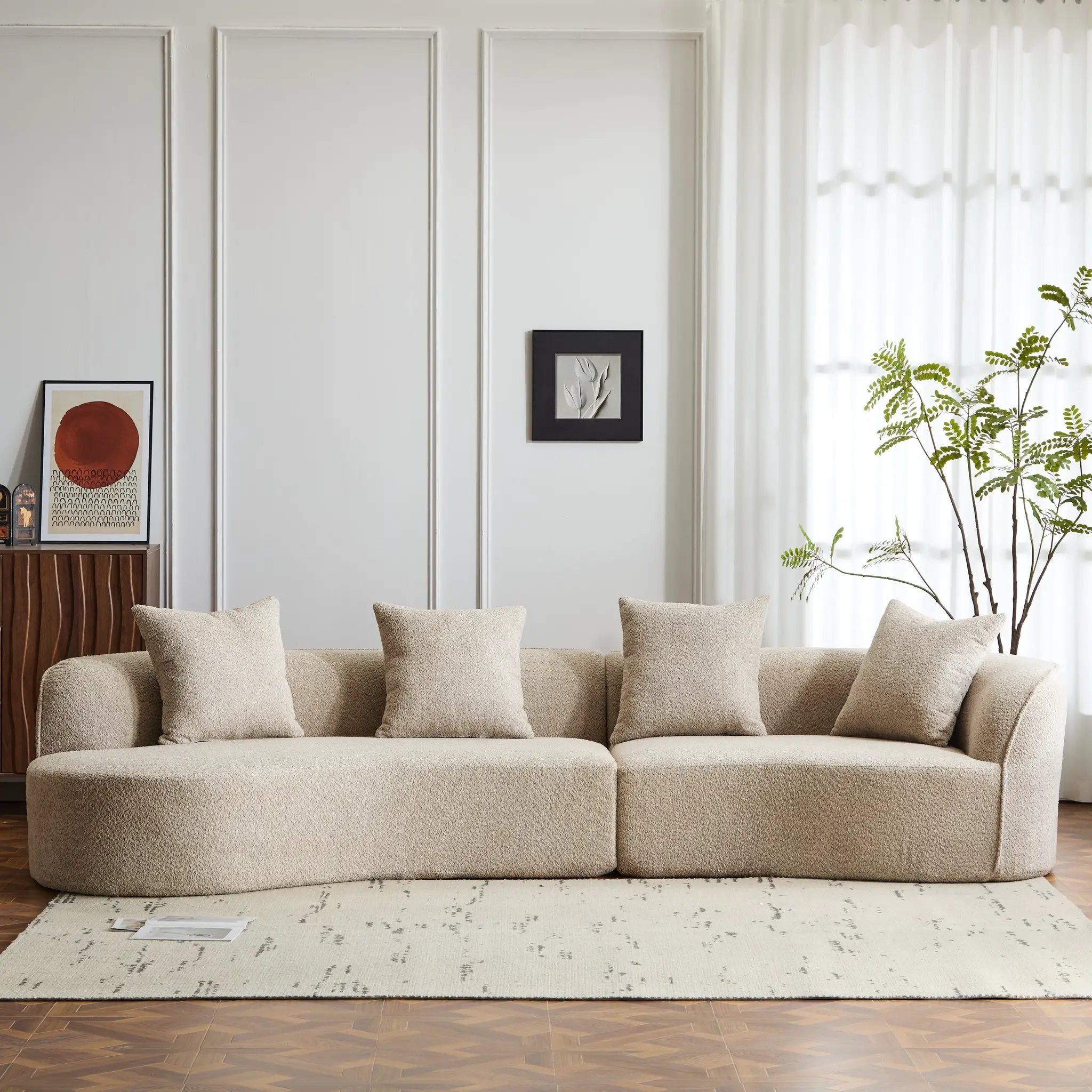 126" Curved Sectional Sofa (Almond-D28 Full Foam) by HouseOfZazla