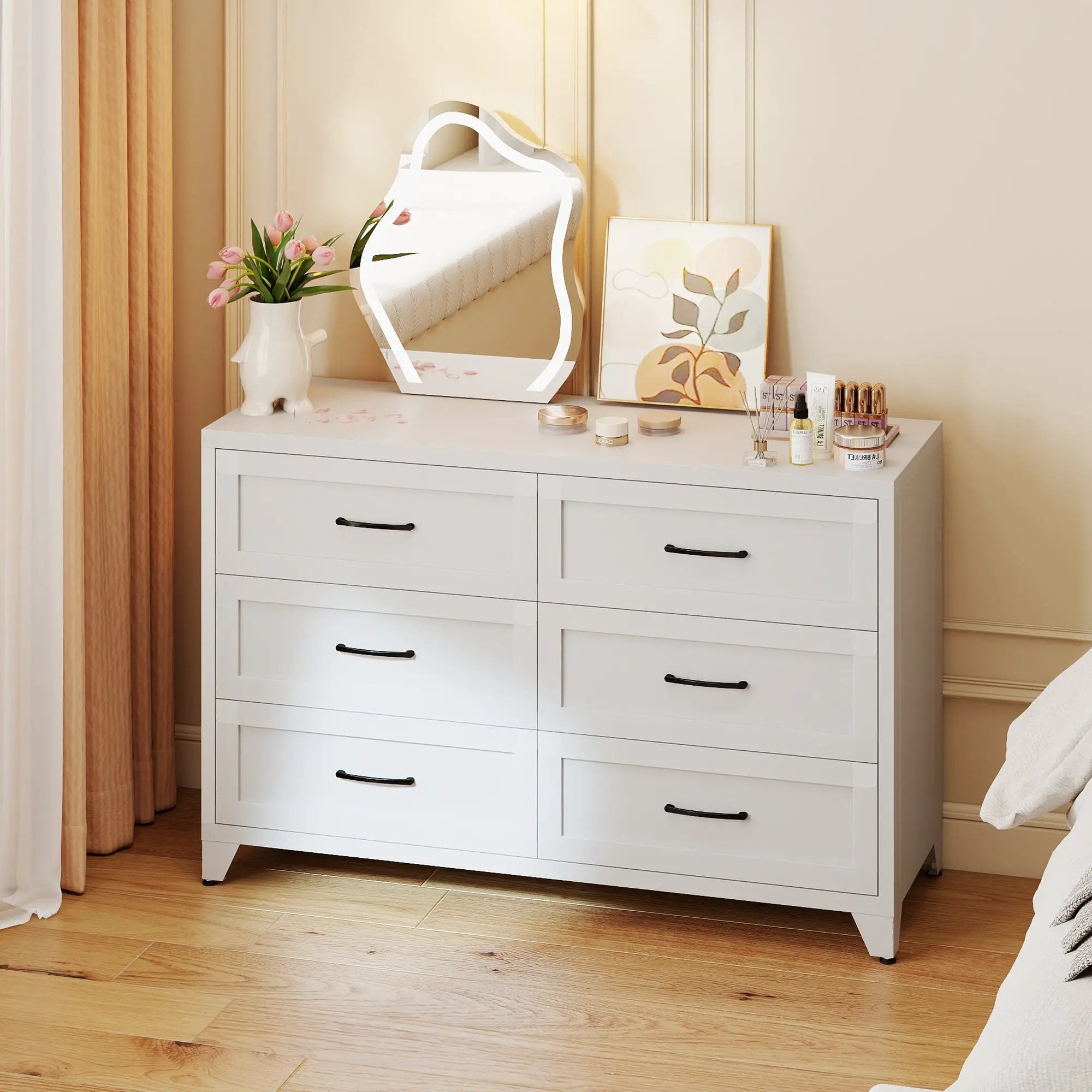 6 Drawer Dresser for Bedroom, Modern Metal Storage Chest by HouseOfZazla
