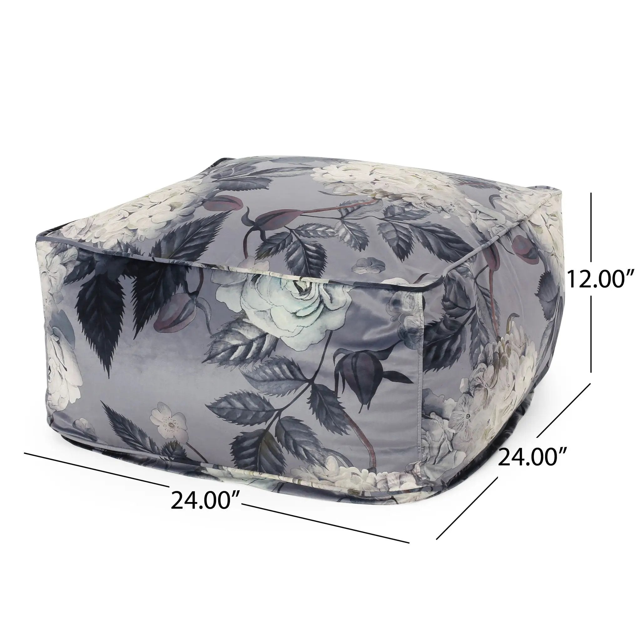 Hazel - Large Square Pouf With Flower Print by Unique Piece Furniture