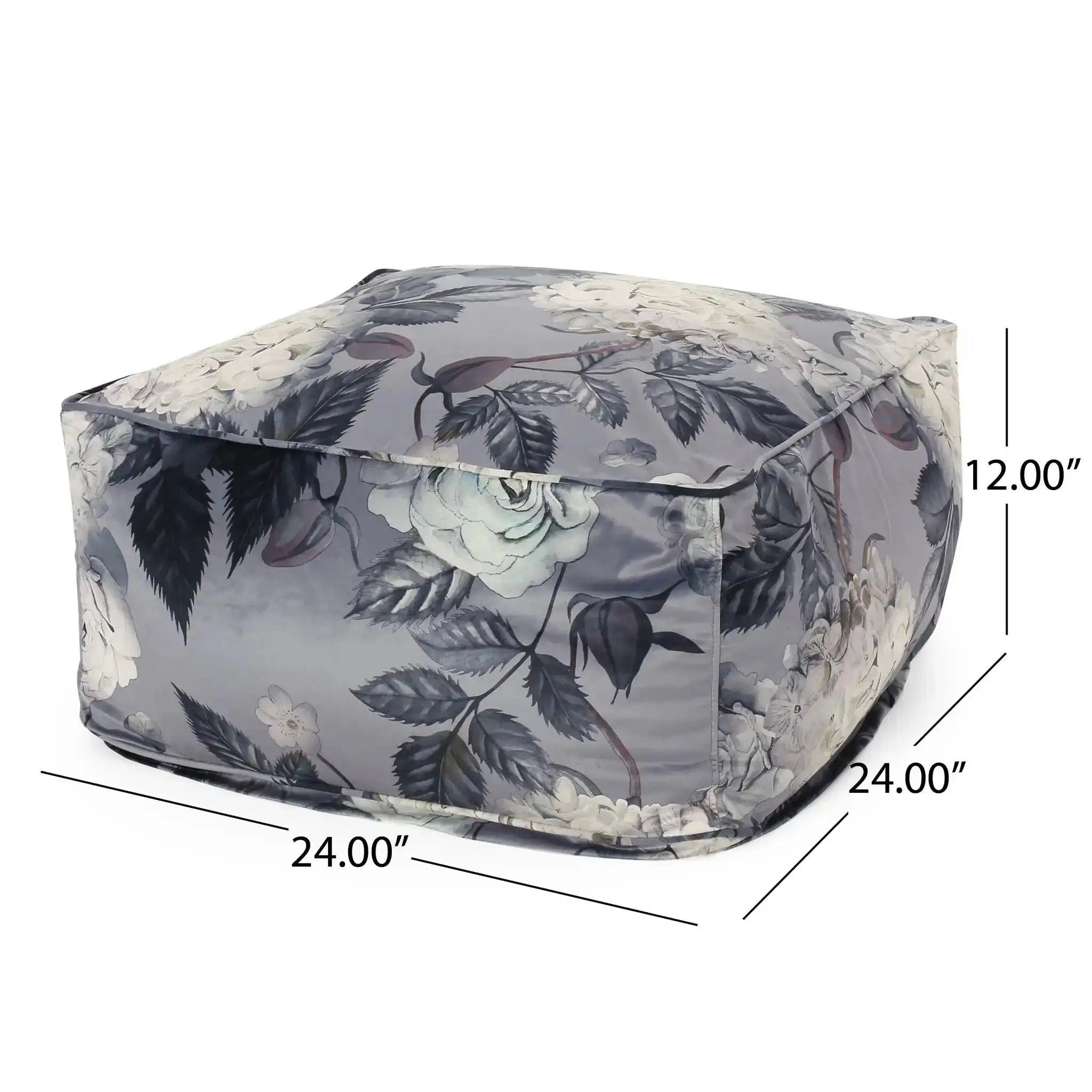 Hazel Large Square Pouf With Flower Print by HouseOfZazla