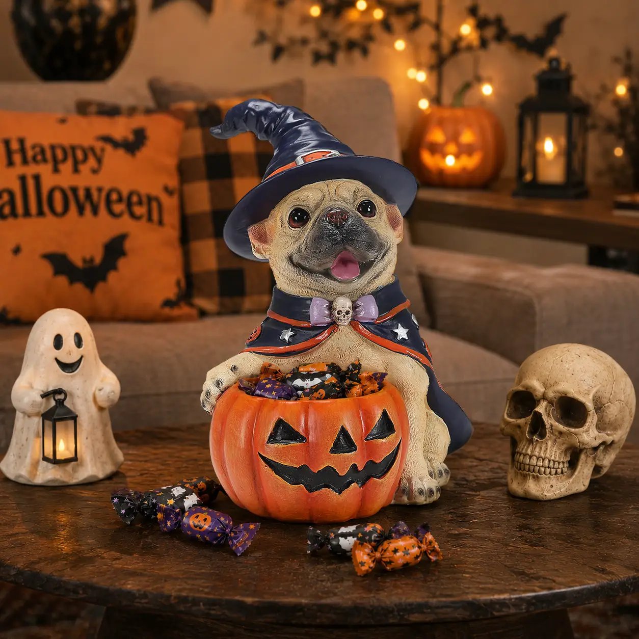 Halloween French Bulldog Witch Puppy Figurine by HouseOfZazla