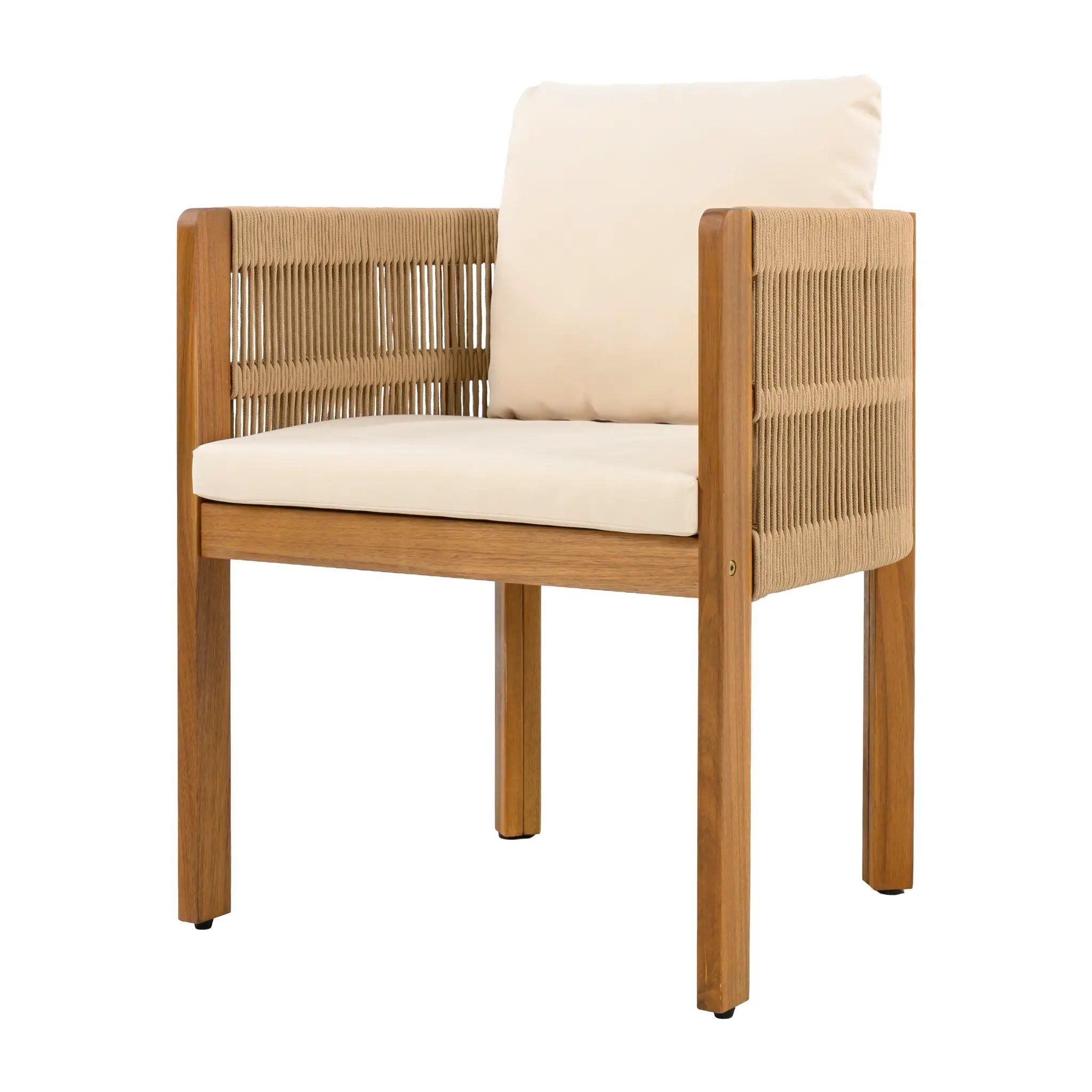 Outdoor Dining Set with Acacia Wood Table and 4 Chairs, Beige by HouseOfZazla
