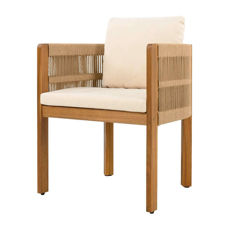 Outdoor Dining Set with Acacia Wood Table and 4 Chairs, Beige by HouseOfZazla