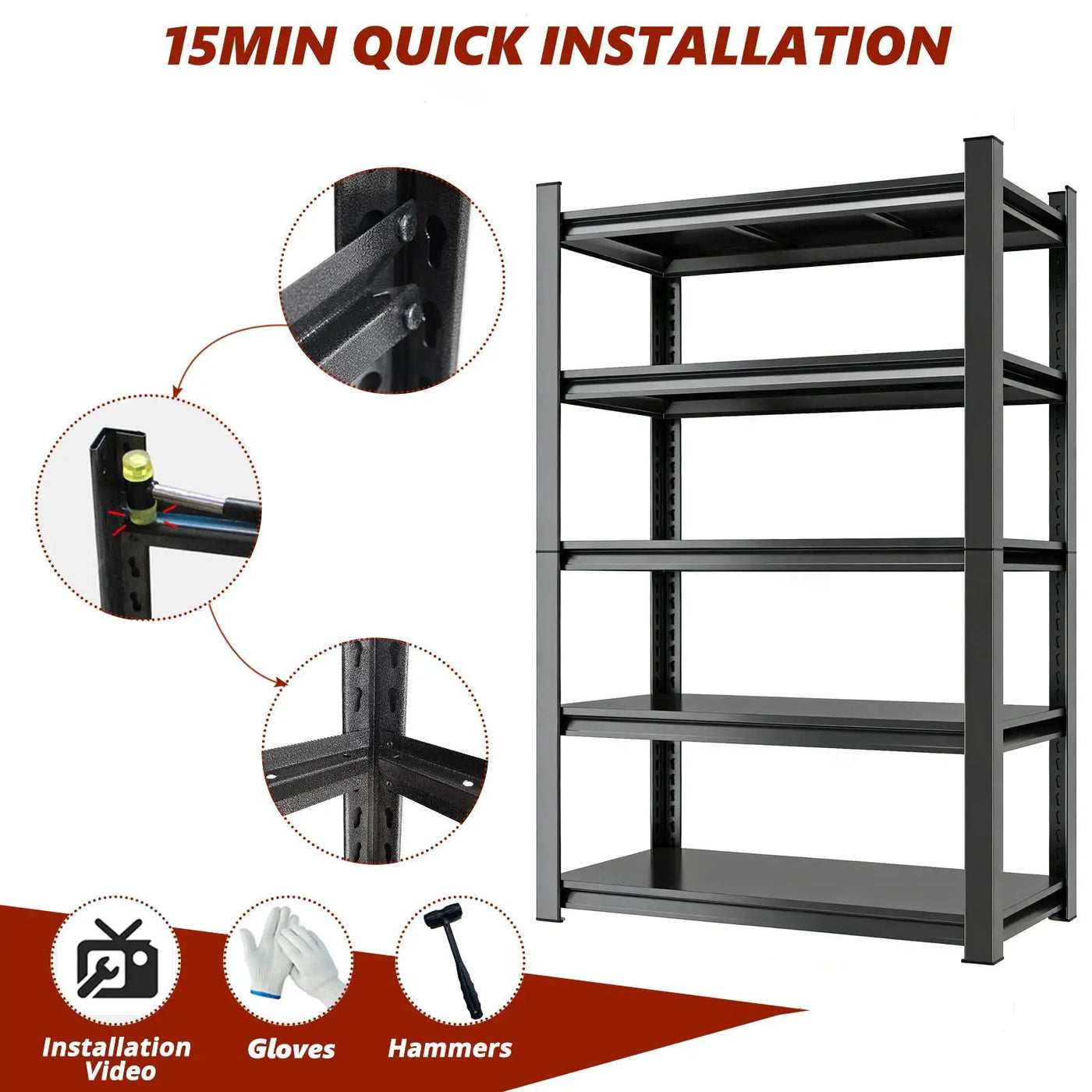 5 Tier Heavy Duty Shelving Unit Adjustable Shelving Units by HouseOfZazla