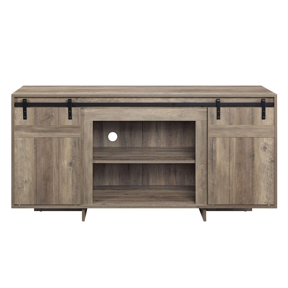 Bellarosa TV Stand with Sliding Barn Doors - Dark Gray, photo 3 of 4