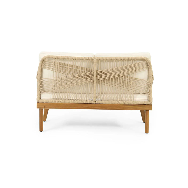 Hueber Outdoor And Rope 4 Seater Chat Set With Cushions - Teak by HouseOfZazla