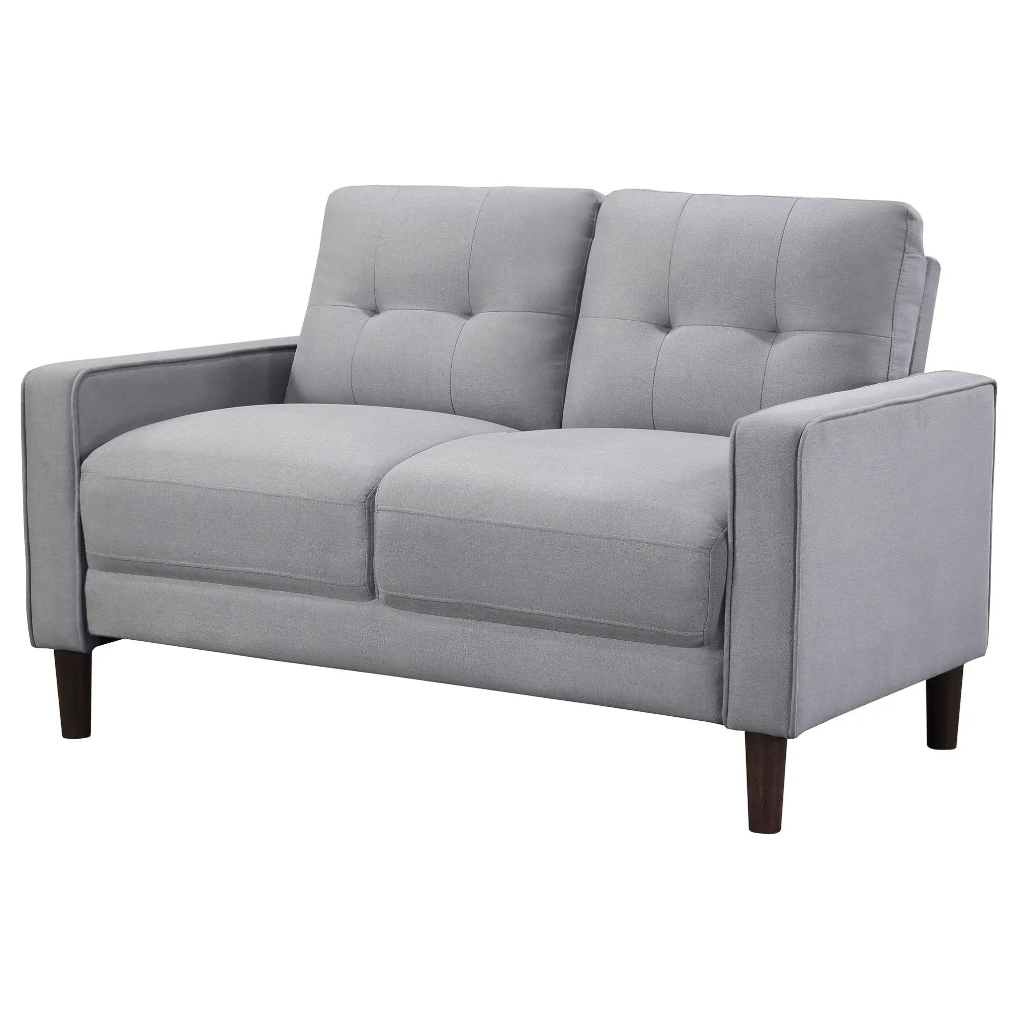Bowen Upholstered Track Arm Tufted Loveseat Grey by Unique Piece Furniture