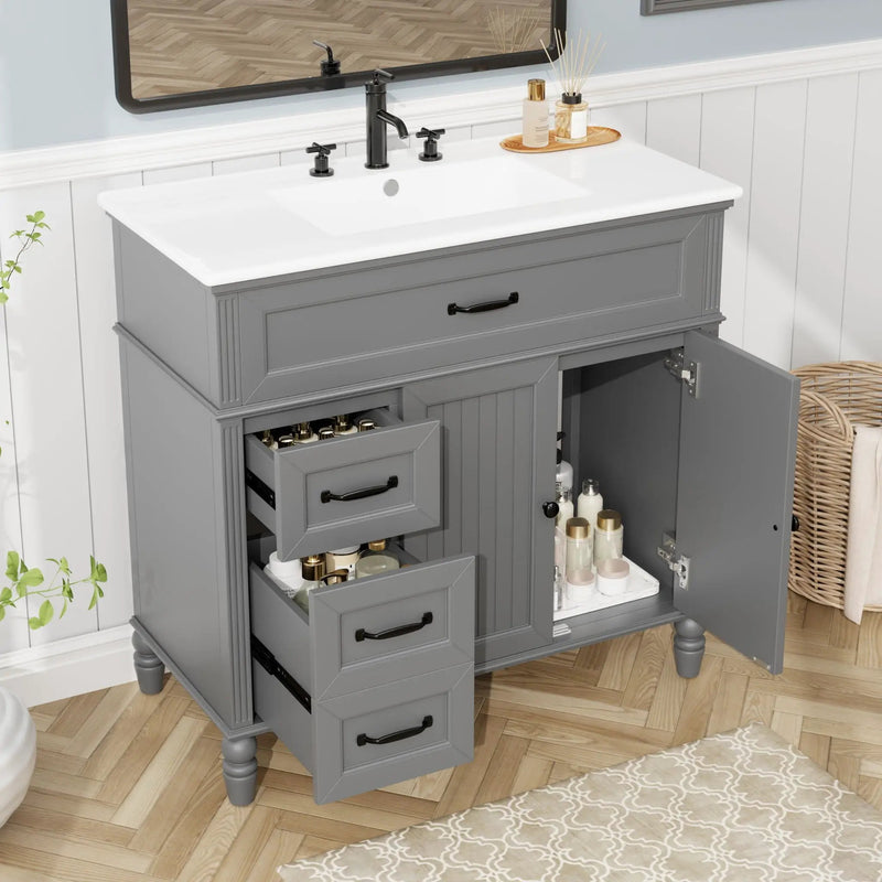 Bathroom Vanity With Sink, Freestanding Cabinet & Drawers by HouseOfZazla