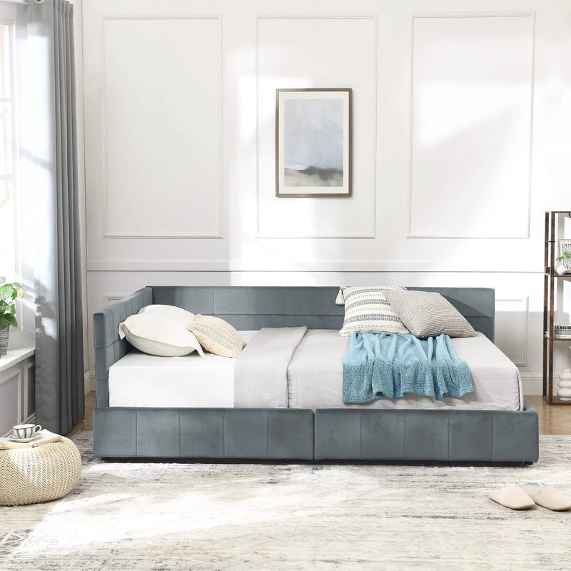 Mid-Century Storage Upholstered Tufted Bed Frame With Backrest And Armrests by Unique Piece Furniture