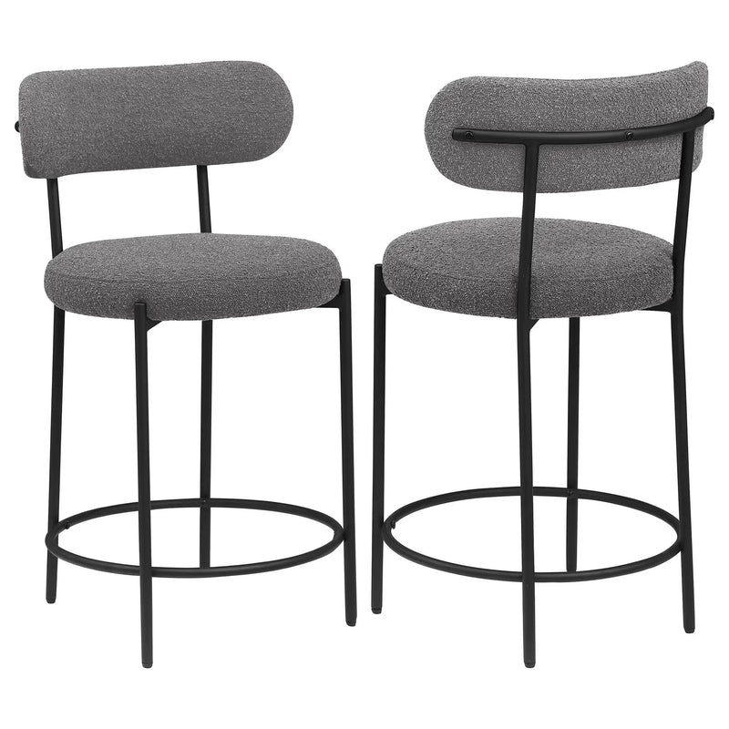 Viola Boucle Upholstered Counter Chair Grey (Set of 2) by Unique Piece Furniture