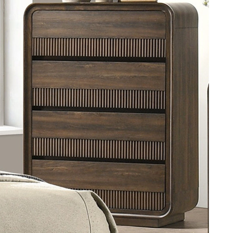 Mid-Century Modern Wood Accent Chest with Rounded Edges - Brown, photo 3 of 4