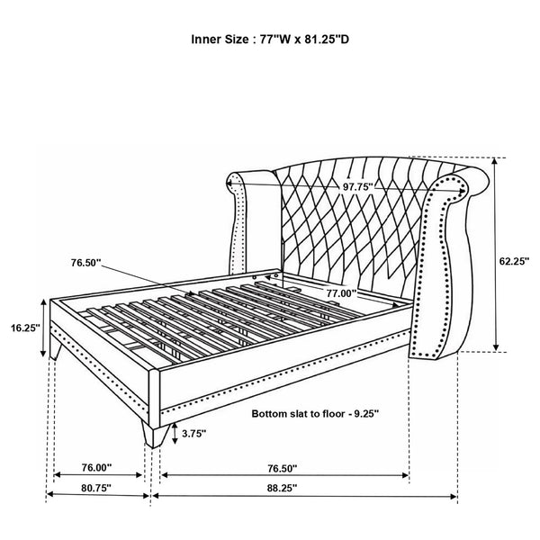 Barzini Upholstered Eastern King Wingback Bed White, photo 2 of 5