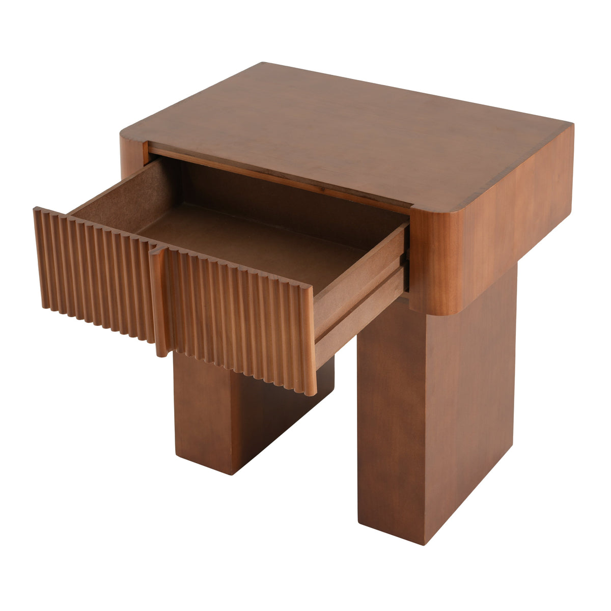 Wood End Table with Drawer with Fluted Front - Walnut, photo 8 of 10