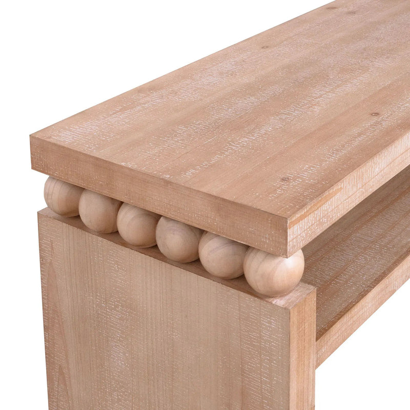 Modern Rustic Console Table, Wood Entryway Table With Shelf & Decorative Bead Detail - Natural by Unique Piece Furniture