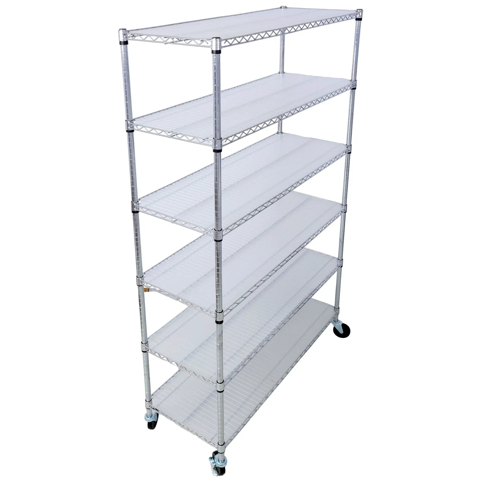 6 Tier 6000Lbs Capacity Nsf Metal Shelf Wire Shelving Unit, Heavy Duty Adjustable Storage Rack With Wheels & Shelf Liners For Commercial Grade Utility Steel Storage Rack by Unique Piece Furniture
