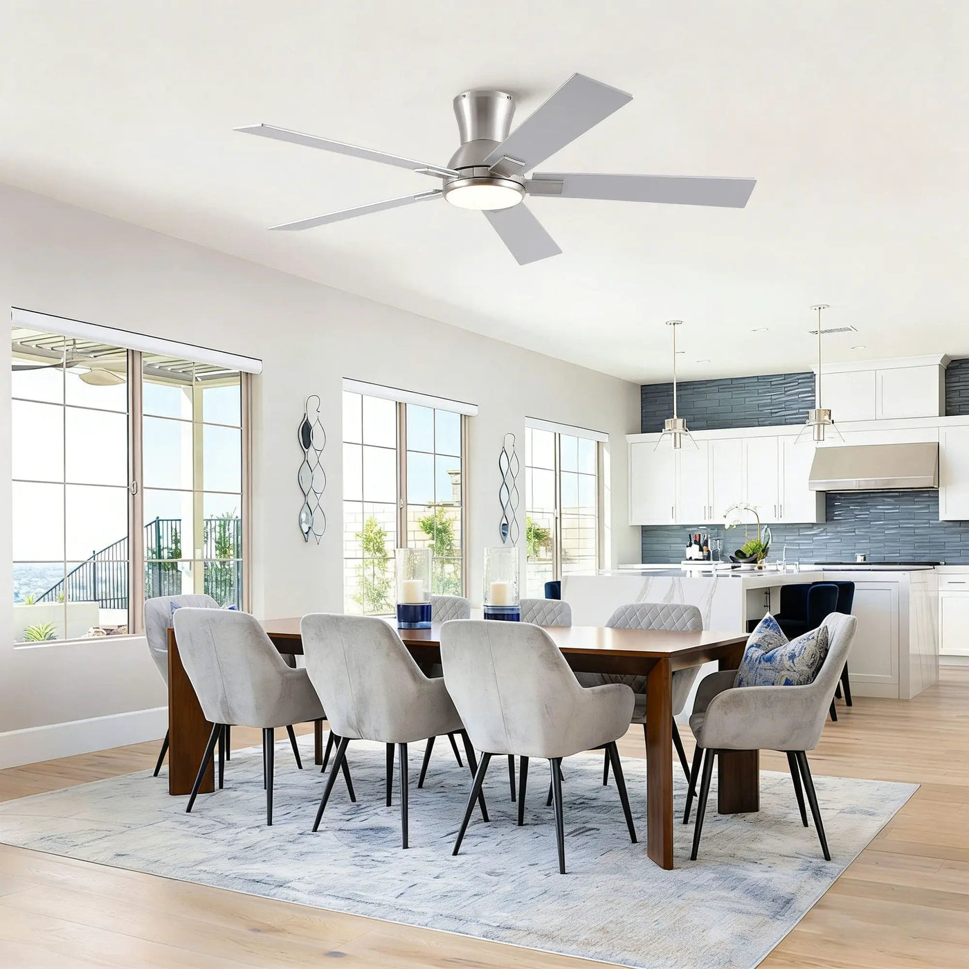 Low Profile Flush Mount Intergrated LED Ceiling Fan With Light And Reversible Quiet Motor by Unique Piece Furniture