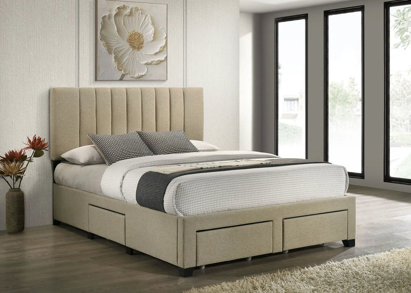 Wheatland 4-drawer Upholstered Queen Storage Bed Light Brown by Unique Piece Furniture