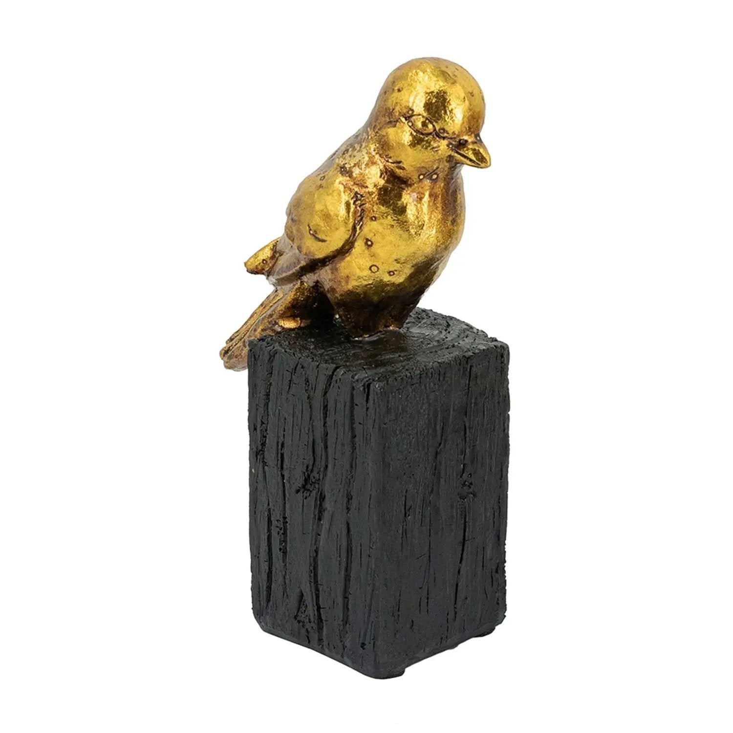 Gold Resin Songbird Sculpture on Black Faux Branch by HouseOfZazla