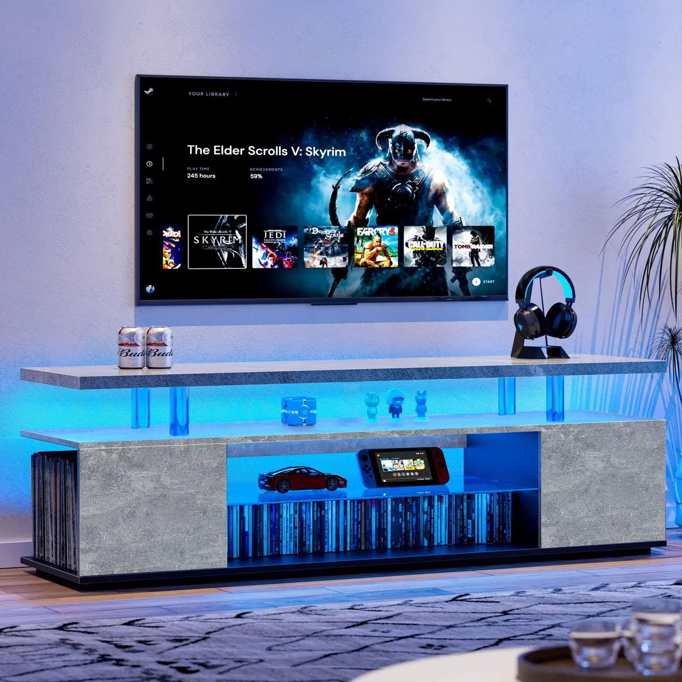 TV Stant With LED And Large Side Cabinet by HouseOfZazla