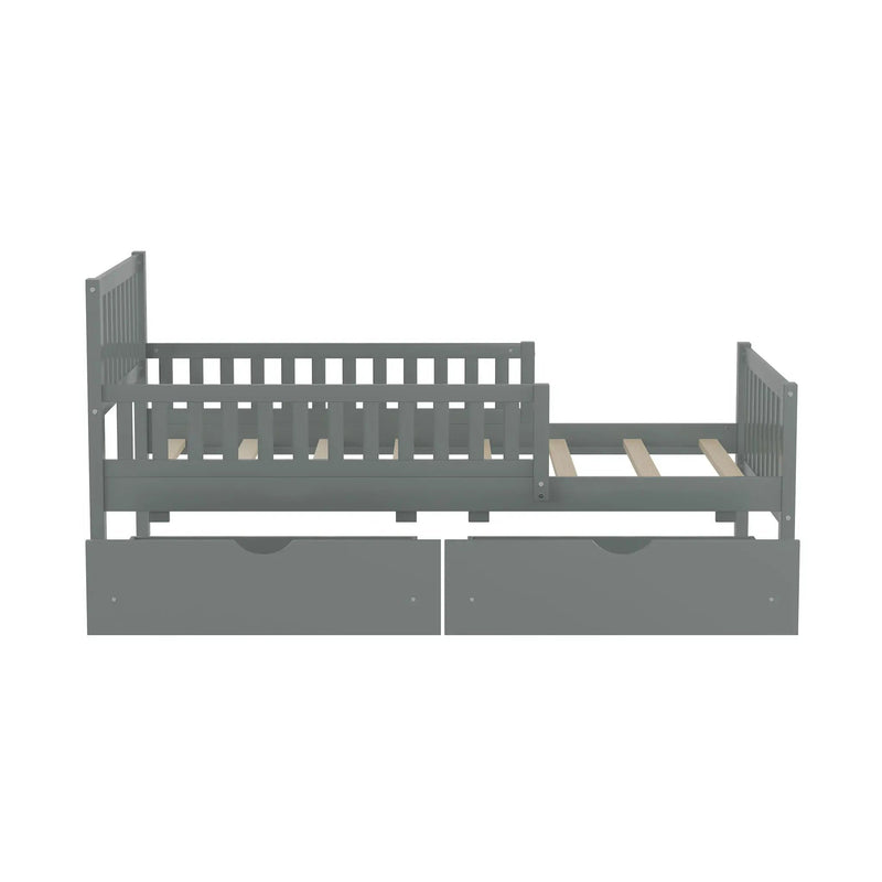 Platform Bed With Guardrails On Both Sides And 2 Storage Drawers by Unique Piece Furniture
