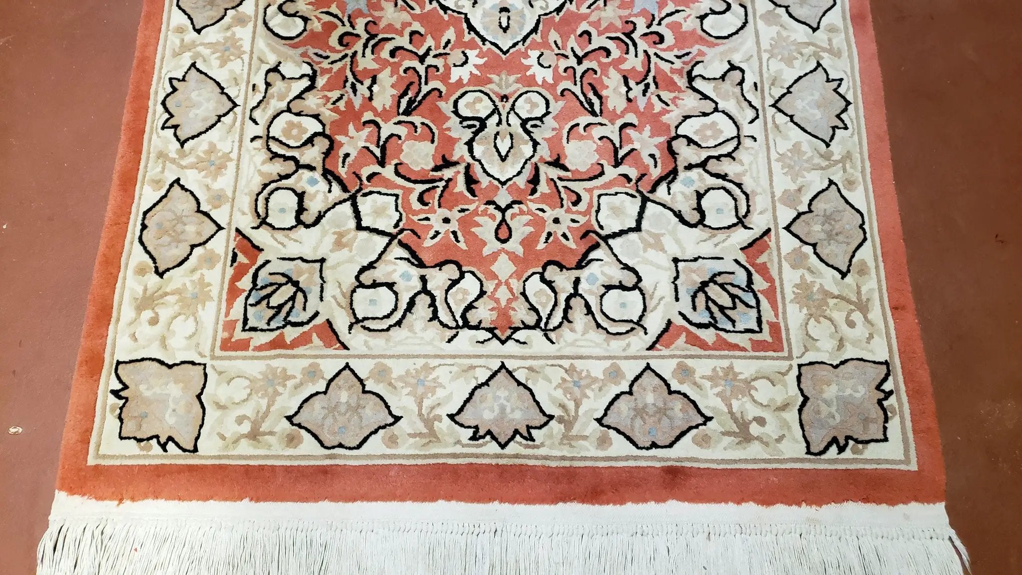 3x5 Red Chinese Plush Rug, Hand Knotted Soft Wool Carpet, Medallion Rug, Fine Vintage Rug, 120 Line, Small Area Rug by Jewel Rugs
