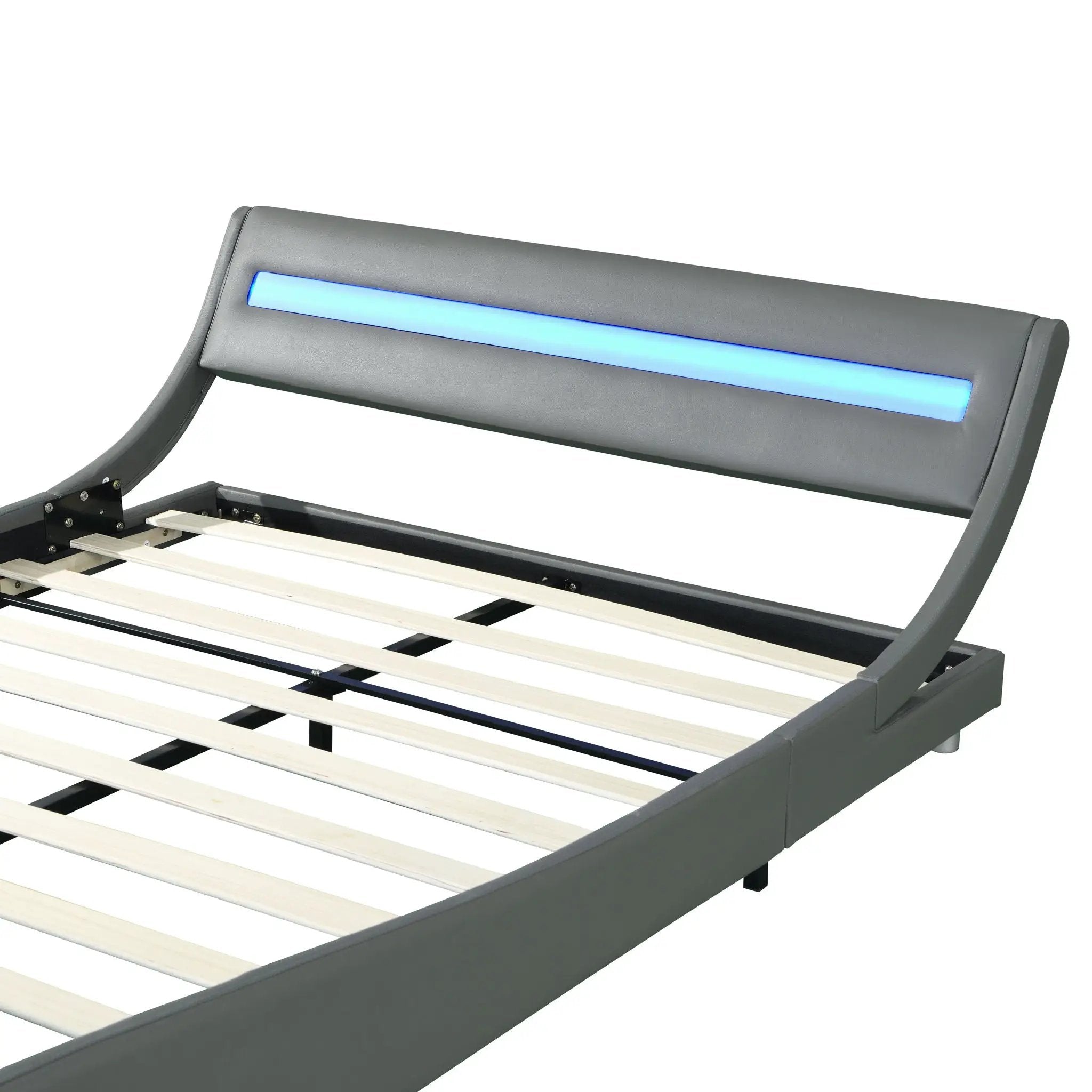 Queen Size Upholstered Platform Bed Frame with LED Lighting by HouseOfZazla