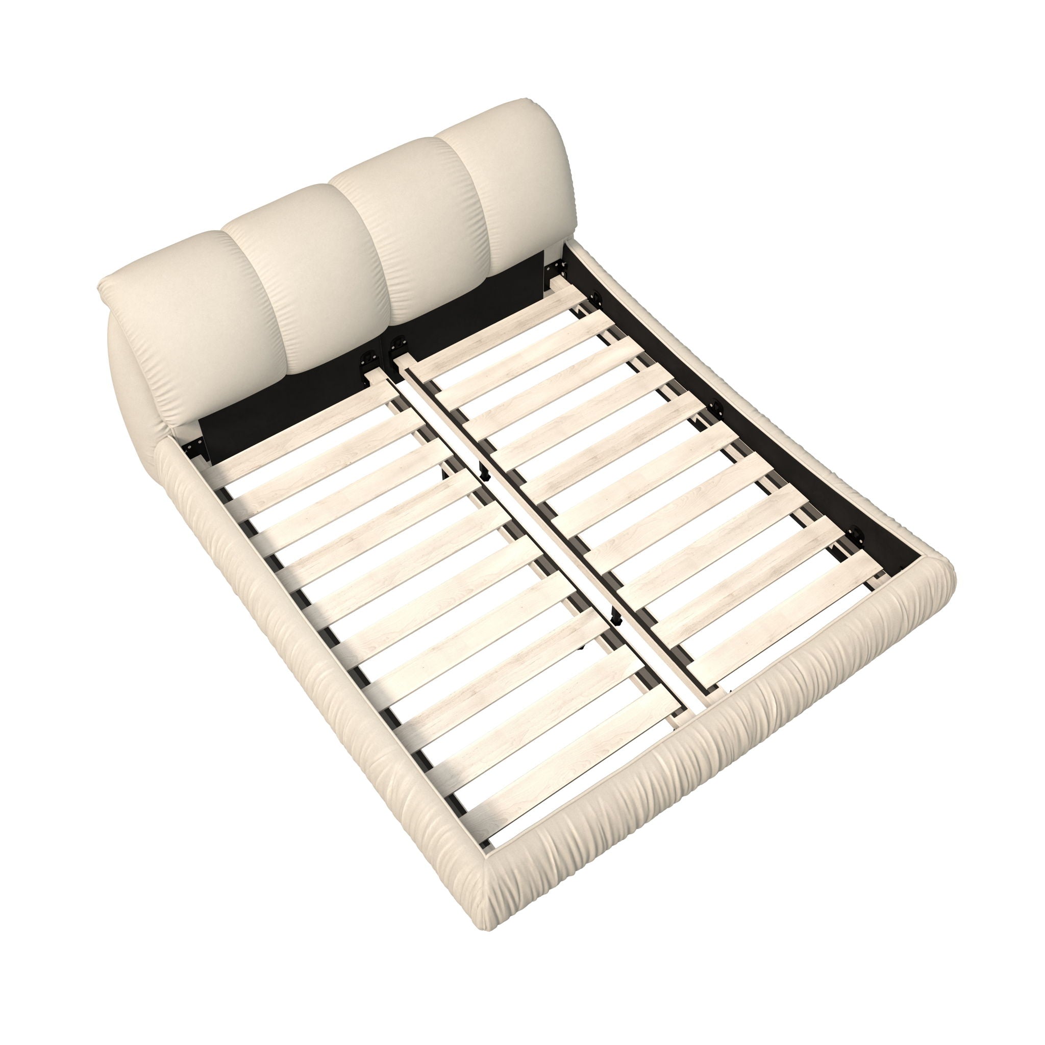 Luxury Upholstered Platform Bed With Oversized Padded Backrest And Solid Wood Frame by HouseOfZazla