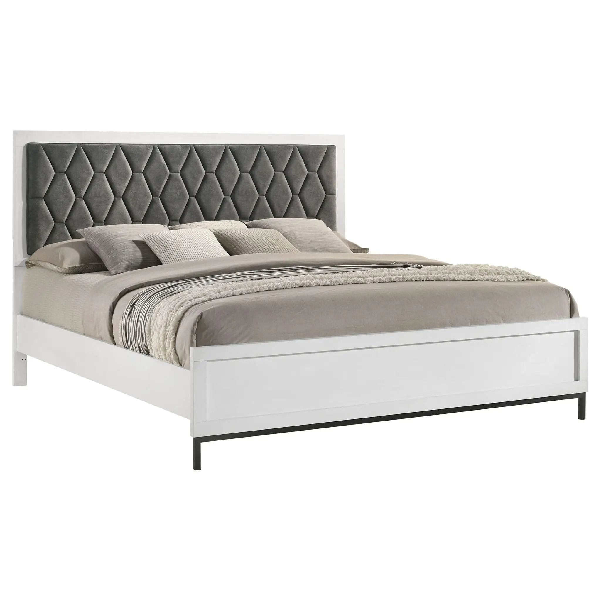 Sonora Eastern King Upholstered Panel Bed White by Unique Piece Furniture
