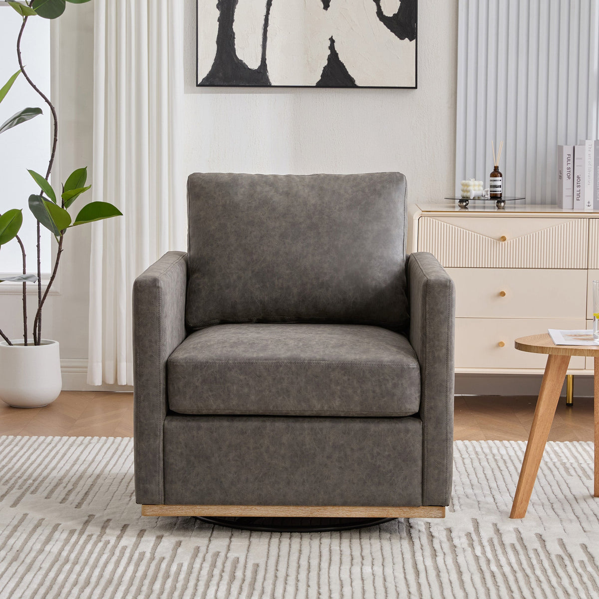 30.7"W Upholstered Square Swivel Accent Chair, photo 2 of 10