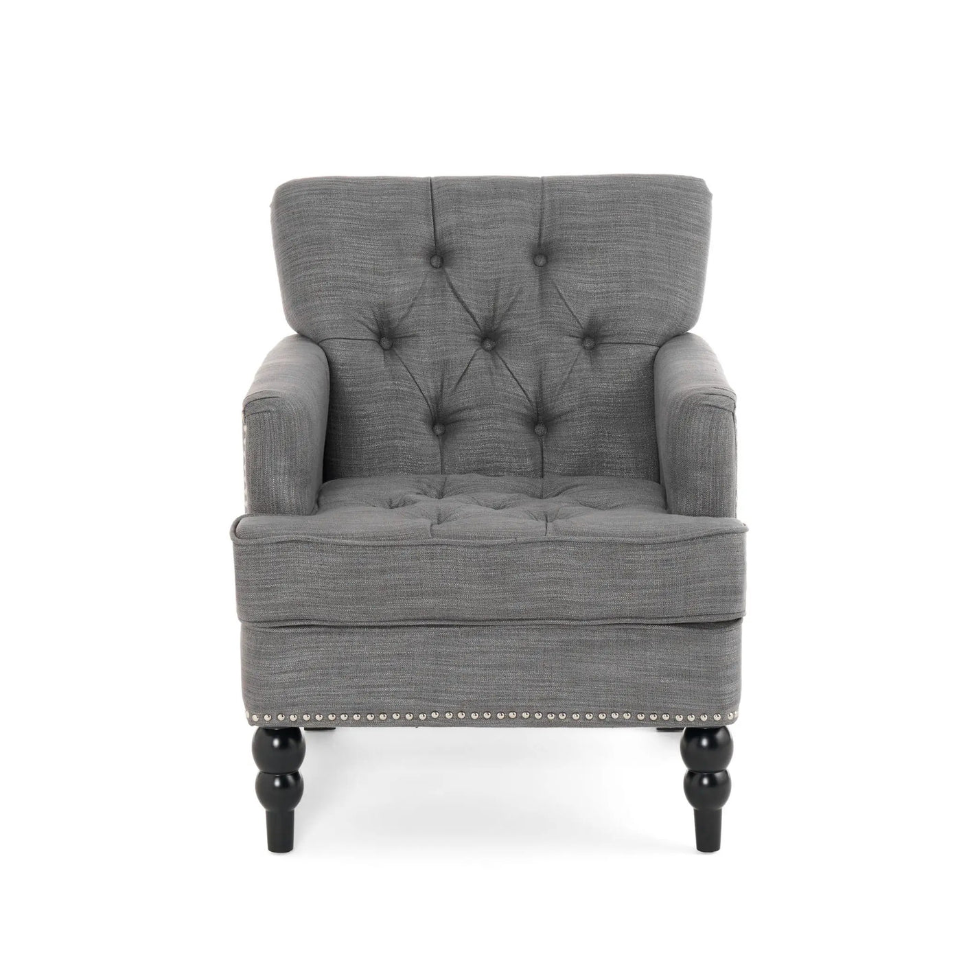Harrison Tufted Club Chair with Button Tufted Back and Birch Wood Legs by HouseOfZazla