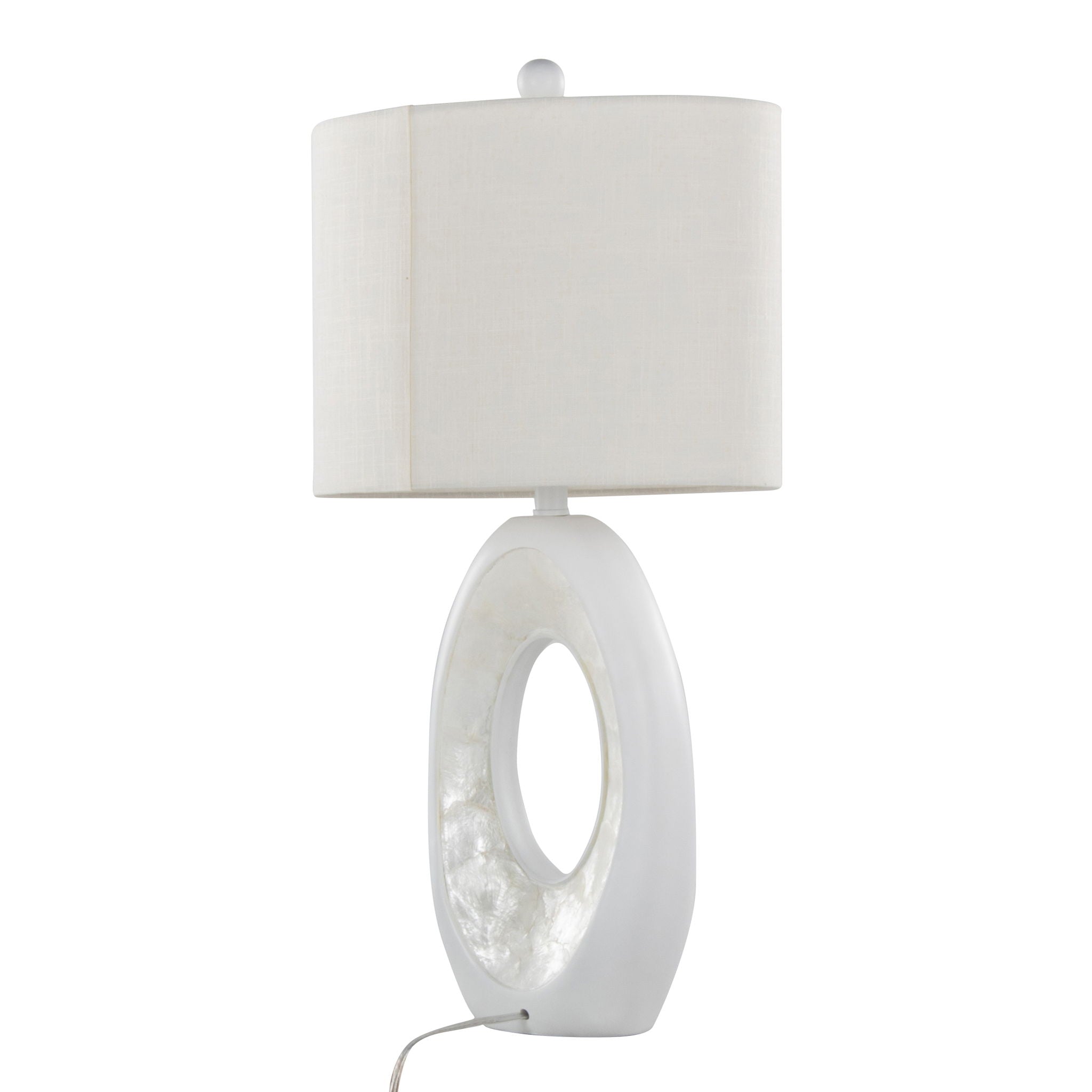 Pearl - Contemporary Table Lamp (Set of 2) - Matte White / Natural Shell by HouseOfZazla