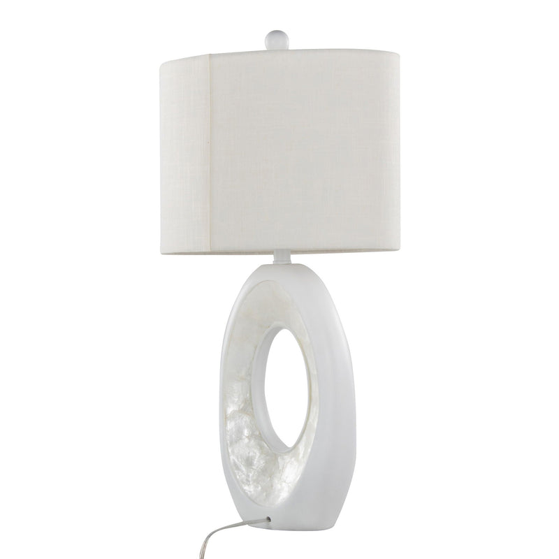 Pearl - Contemporary Table Lamp (Set of 2) - Matte White / Natural Shell by HouseOfZazla