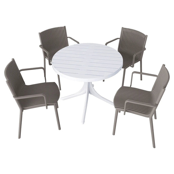 4 Modern Stackable Plastic Armchair Matched With Round Table, photo 2 of 14