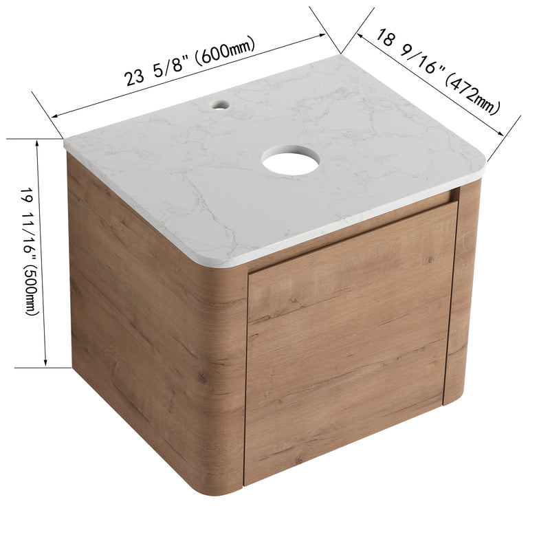 24'' Wall-Mounted Bathroom Vanity with Soft-Close Door by HouseOfZazla