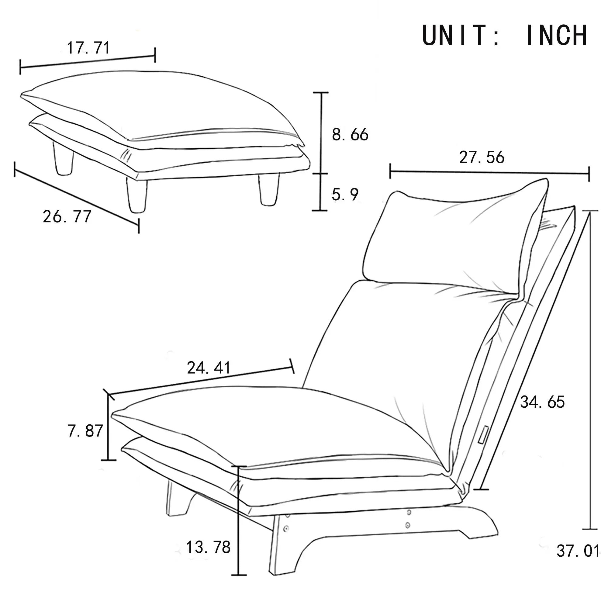 Single Lazy Sofa Chair Leisure Foldable Reclining Chair by Unique Piece Furniture