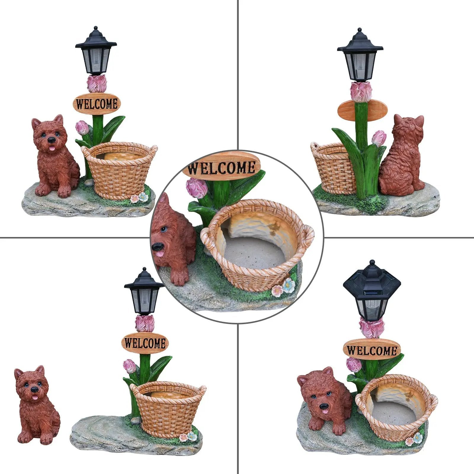 Sitting Puppy Solar Planter Outdoor Statue by HouseOfZazla