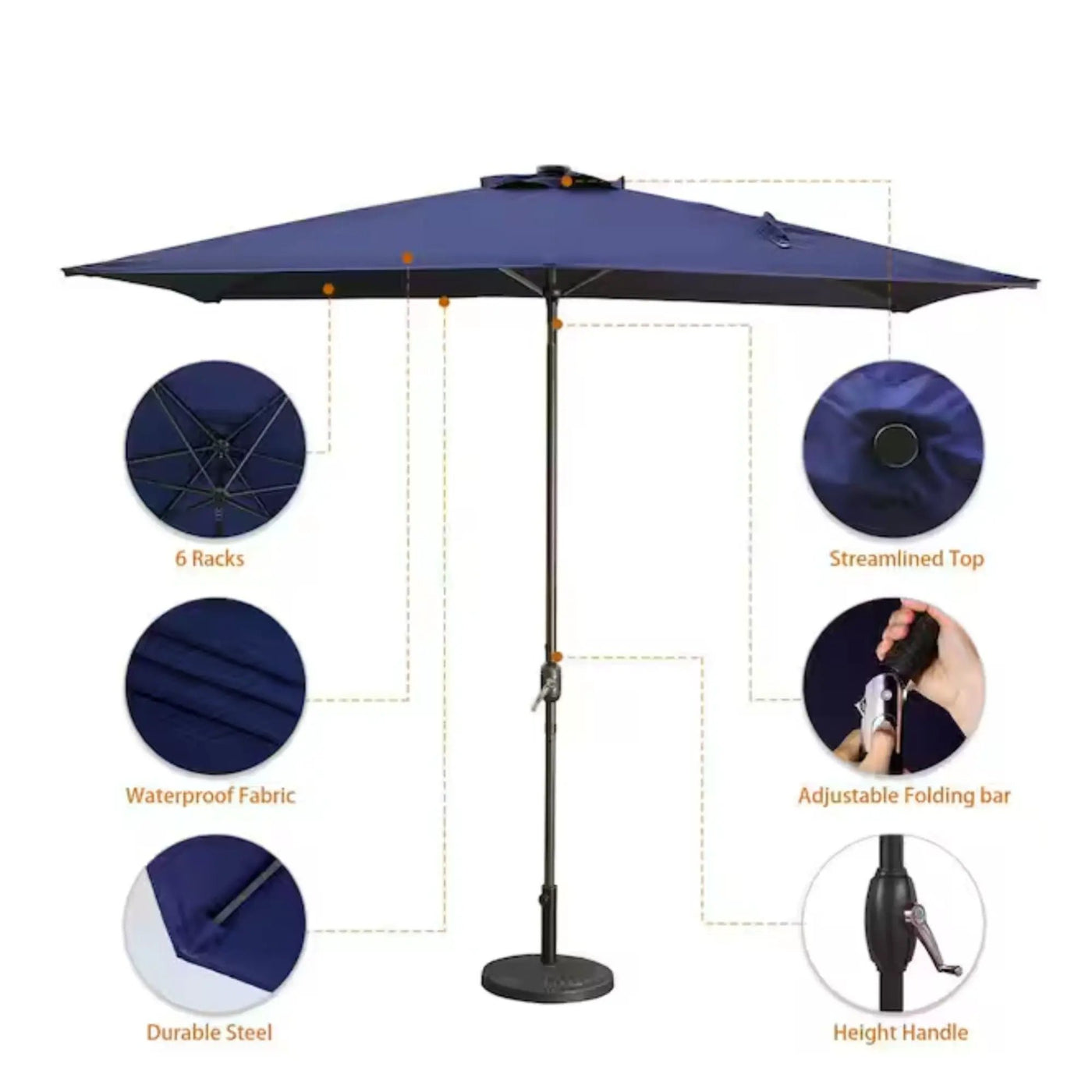 Rectangular Patio Umbrella With Crank Tilt, Polyester UV-Resistant Canopy by HouseOfZazla