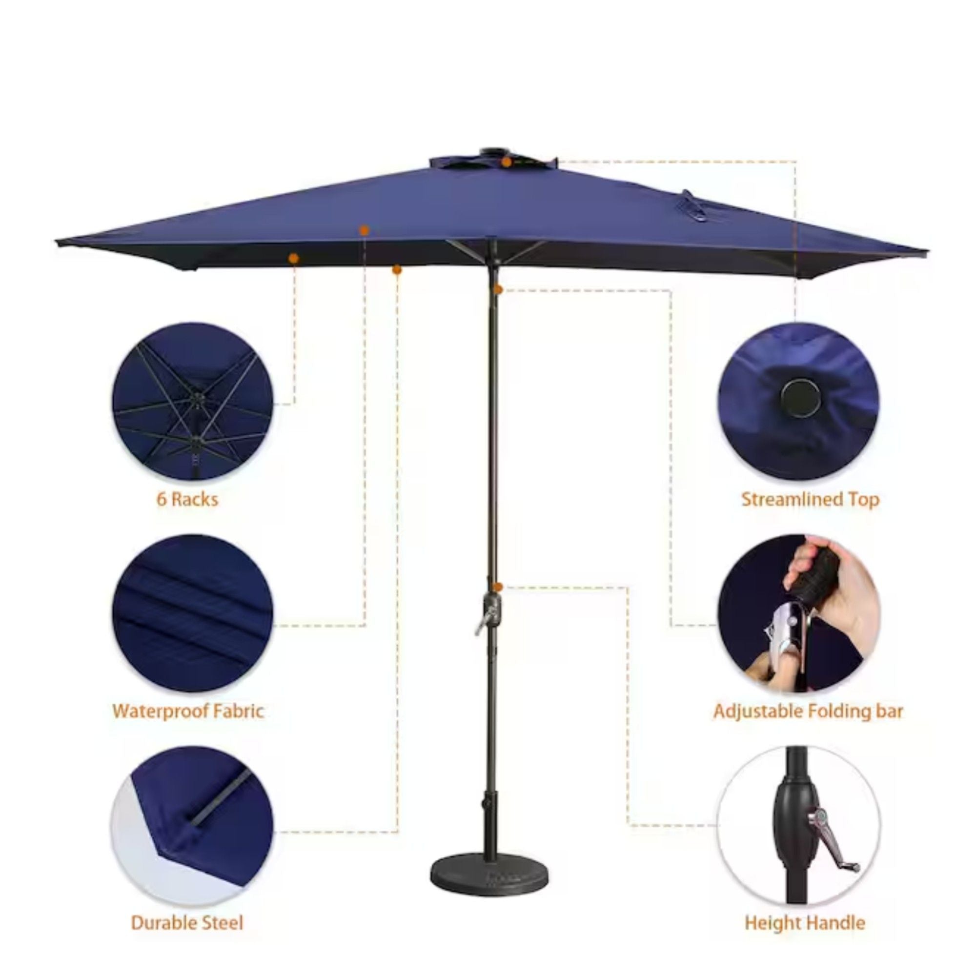 Rectangular Patio Umbrella With Crank Tilt, Polyester UV-Resistant Canopy by HouseOfZazla