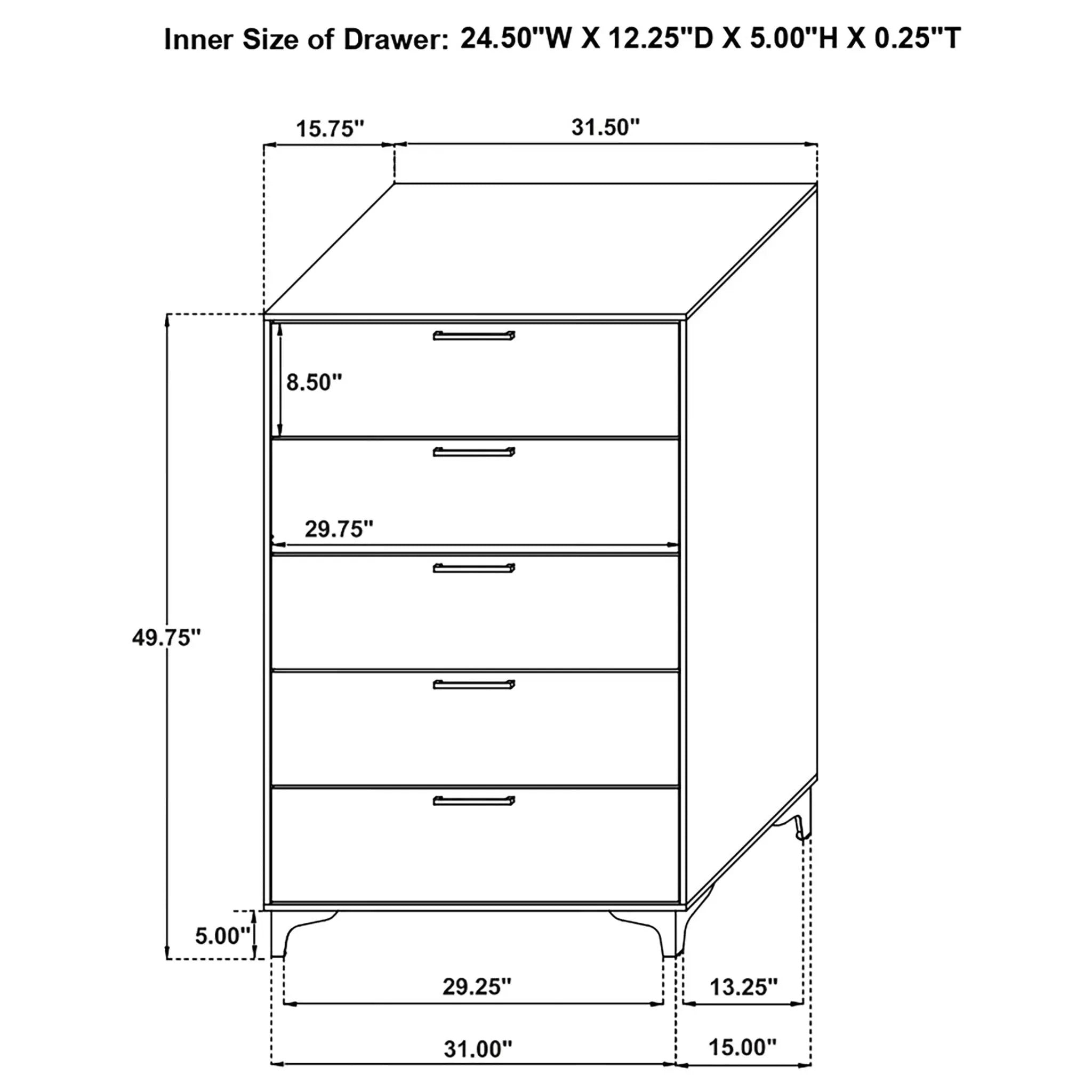 Kendall 5-drawer Bedroom Chest White by Unique Piece Furniture